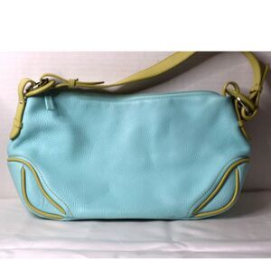Coldwater Creek Blue/Green Genuine Leather Boho Statement Satchel Purse